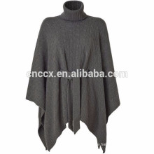 15PKCSP015 wool cashmere winter thick knit poncho sweater